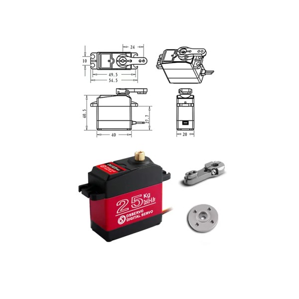 DSSERVO DS3225MG 25KG 180 270 Degree Metal Gear Motor High Torque Waterproof Digital Servo For Rc Airplanes Helicopters